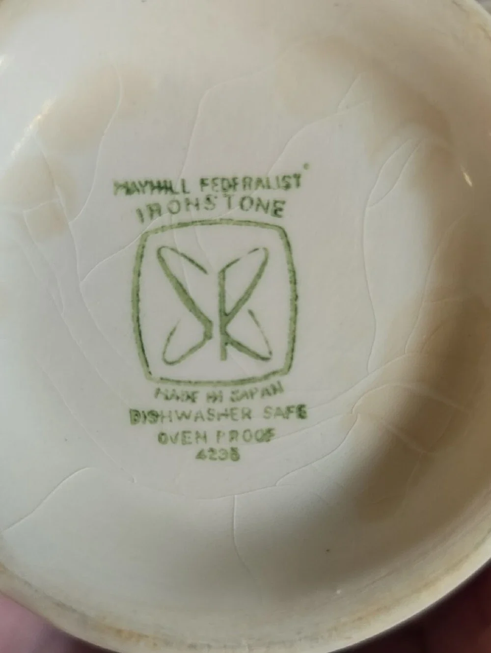Vintage Mayhill Federalist Ironstone Sugar Bowl and Creamer Circa 1950's Tote 15